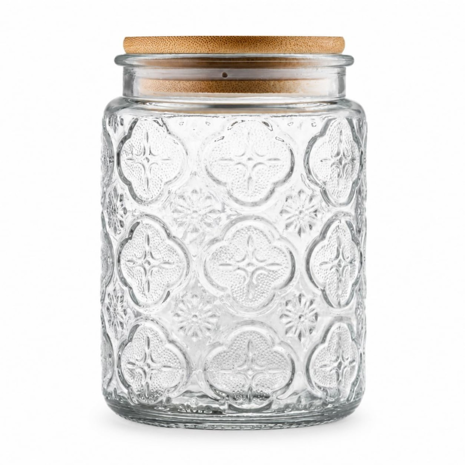 ANSQU Vintage Glass Jar with Bamboo Lid, 23.7 oz Decorative Jar, Cute Jar | G…