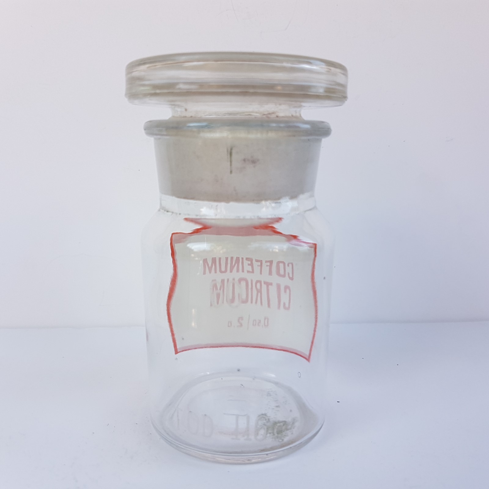 Vintage Glass Apothecary Pharmacy Clear Jar 100 ml COFFEINUM CITRICUM