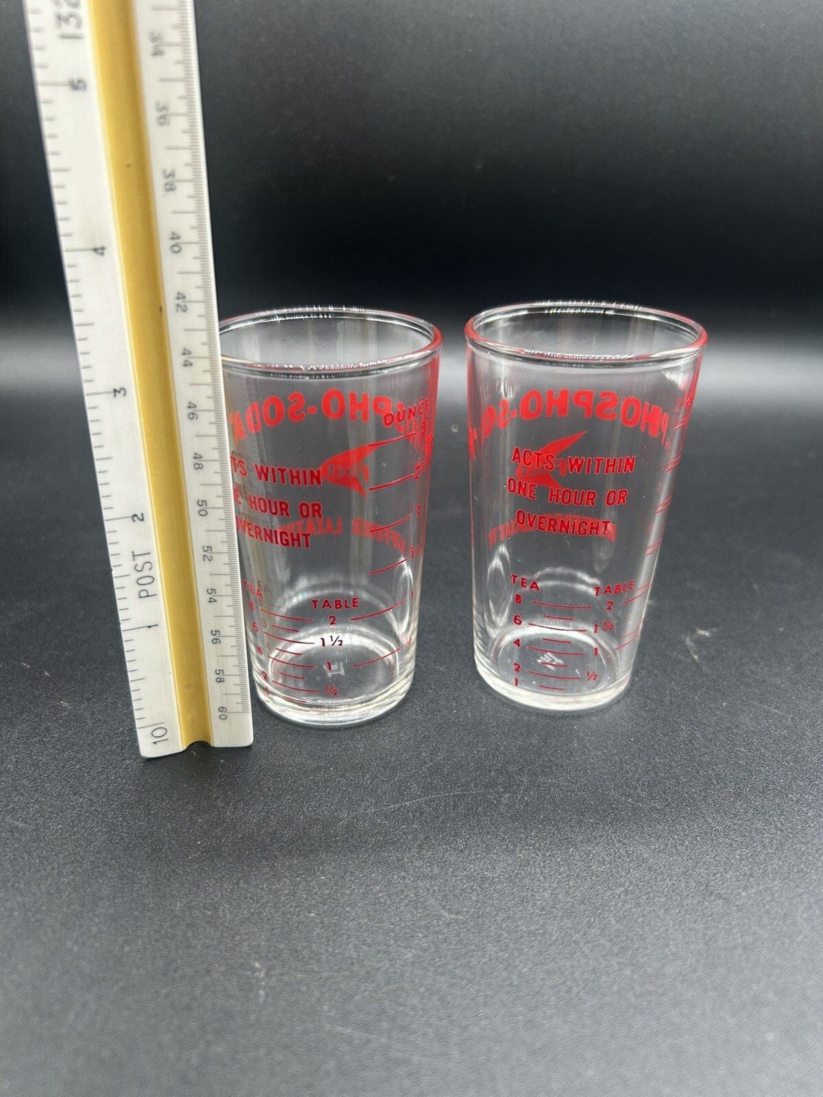Vintage Buffered Laxative Phospho-Soda Medicine Shot Glass Lot Of 2