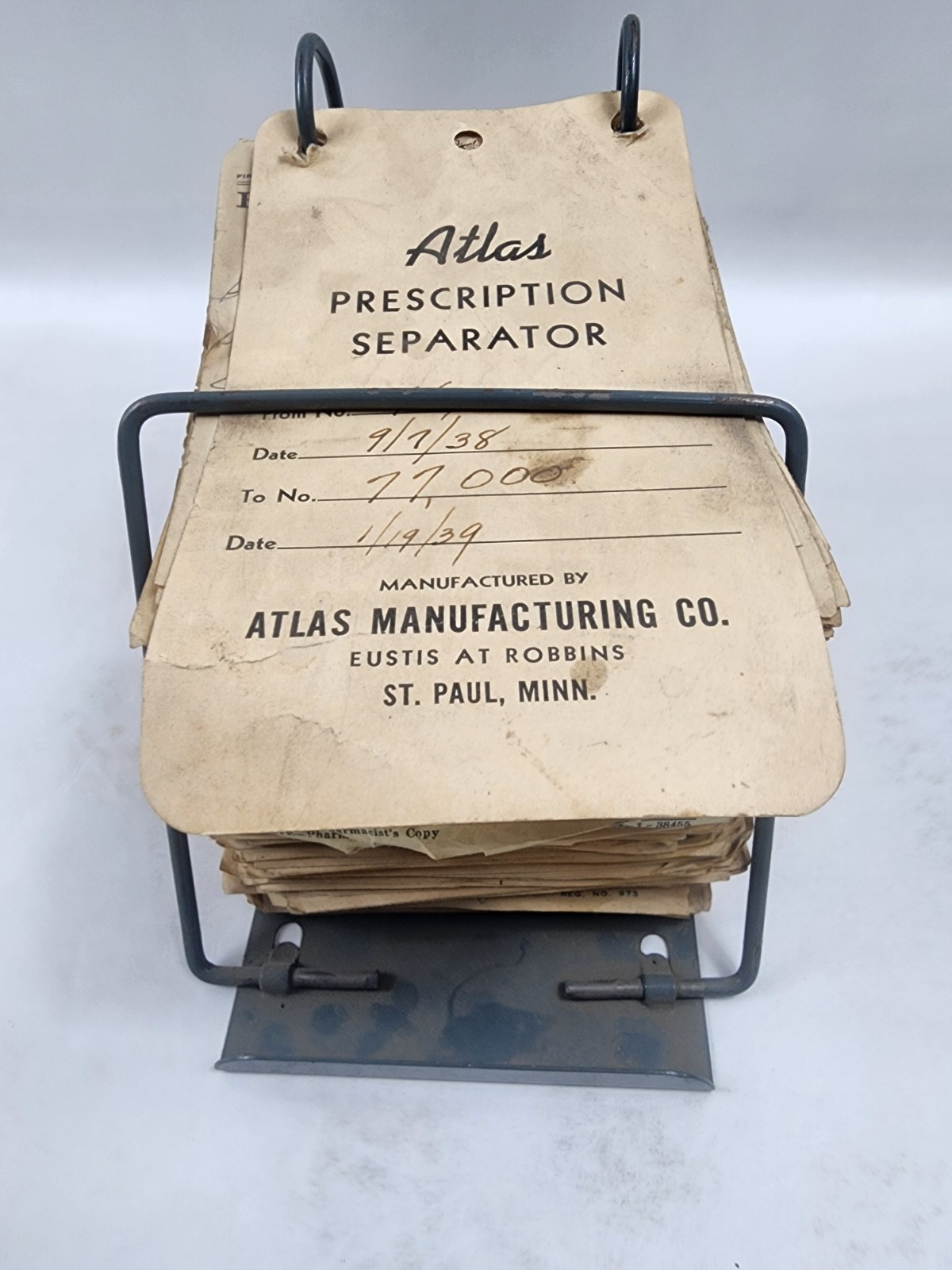Prescription Atlas Rx Pad Paper Apothecary Druggist Pharmacy Medicine 1938 1939