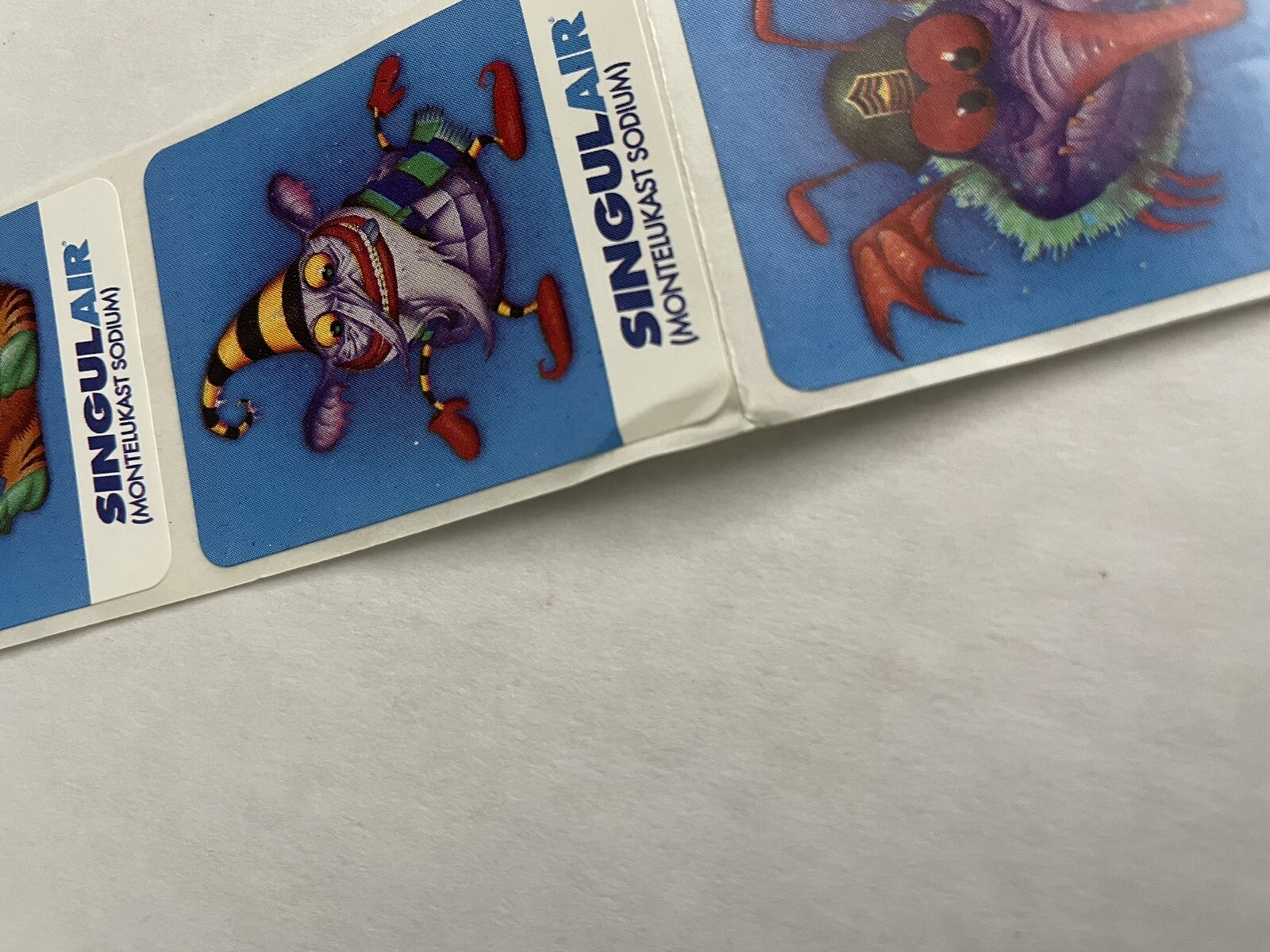 Vintage SINGULAIR Monster Stickers Lot of 6 Collectible Pharmaceutical Drug Rep