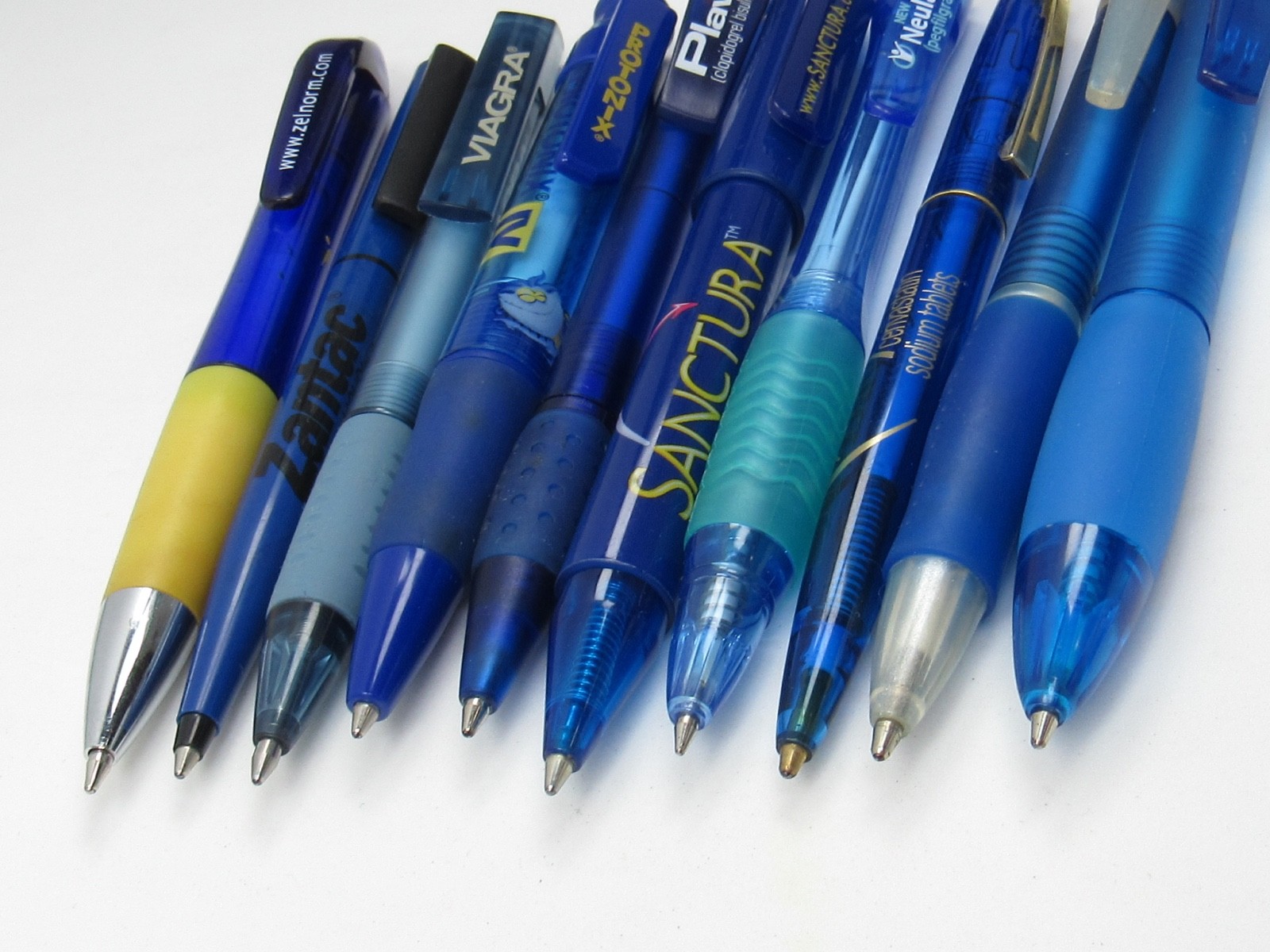 Lot of 10 PENS Drug Rep Pharmaceutical Promo Medical Advertising Shades of Blue