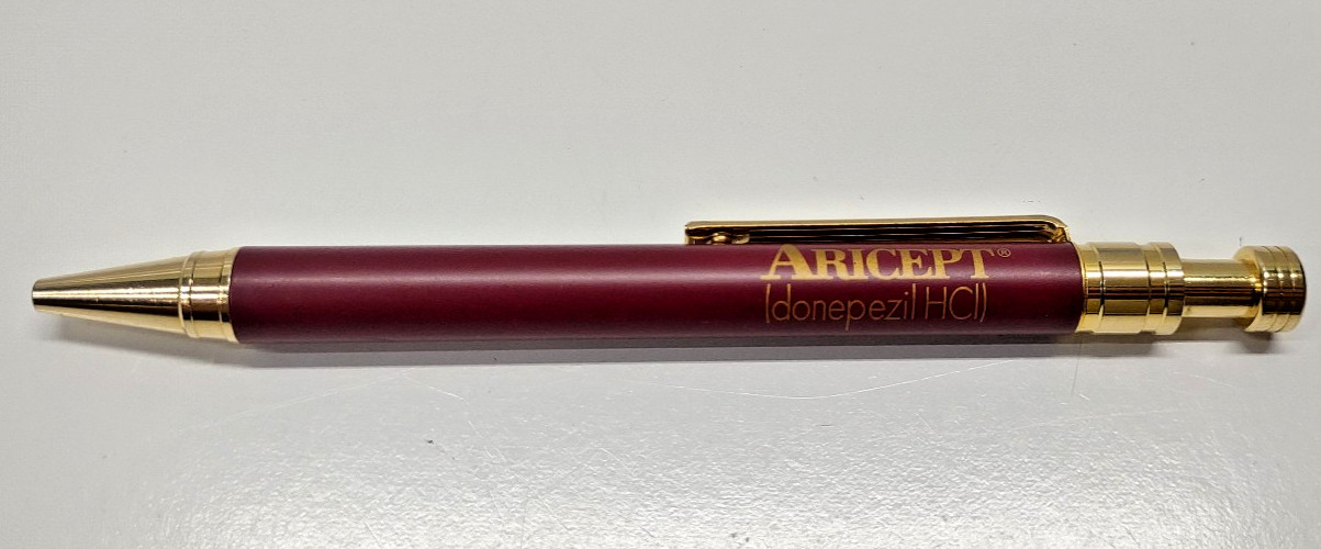 Aricept Donepezil HCL Pharmacutical Promotional Pen Red and Gold