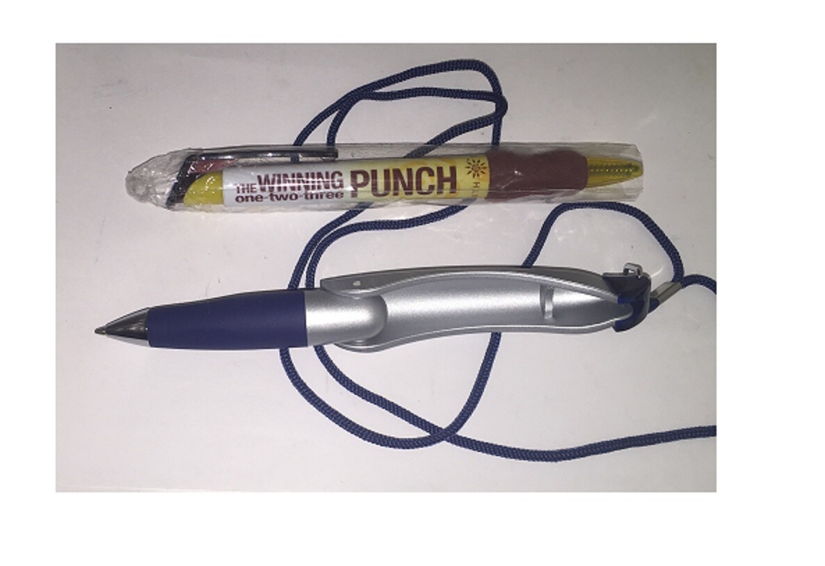 2 NEW Pharmaceutical Drug Rep Pens DUAC Flip Out Necklace ROSAC CREAM Sunscreen