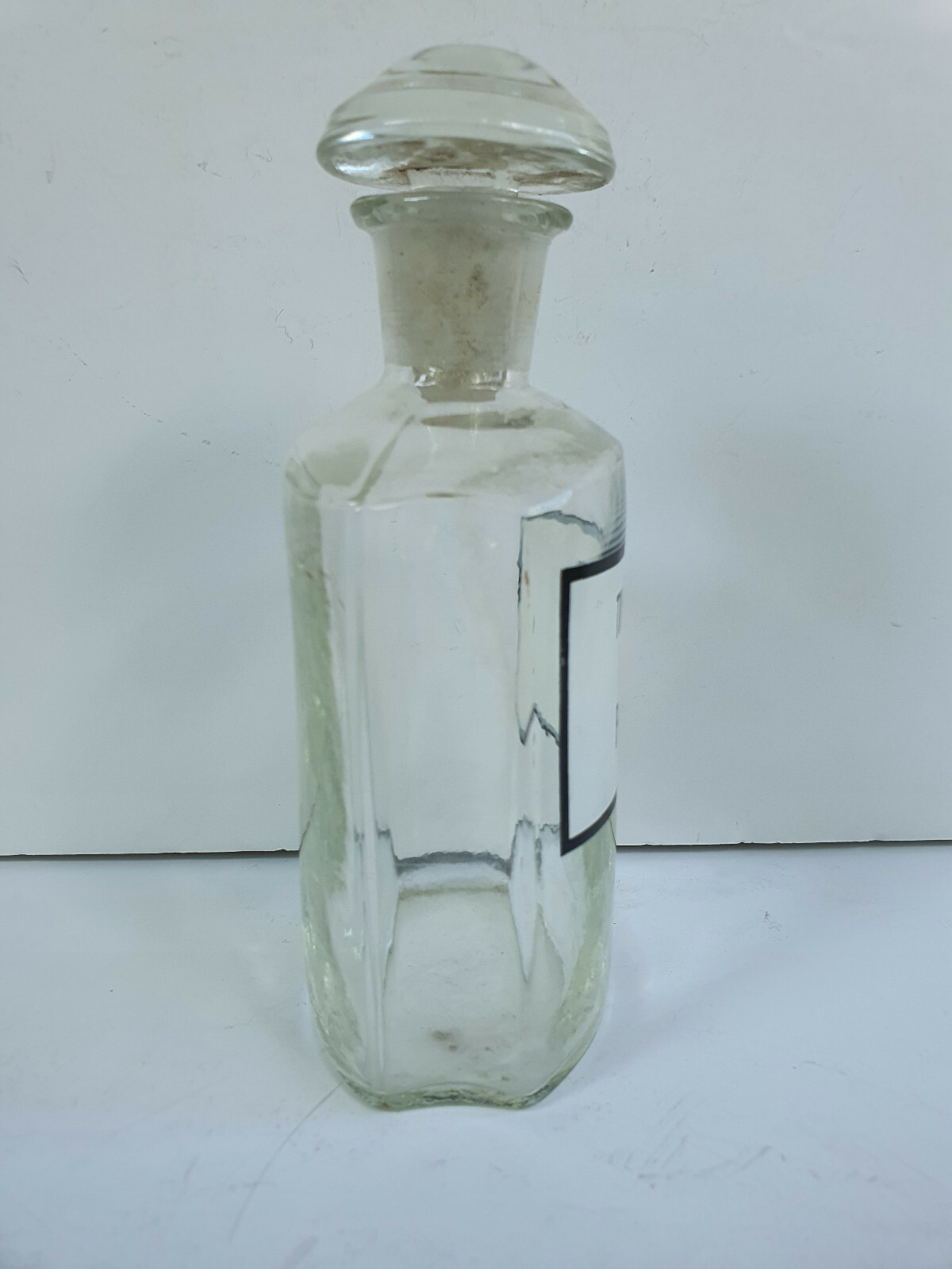 Clear Bottle 250ml, Vintage Glass Apothecary / Pharmacy, TINCTURA FERRI POMATI