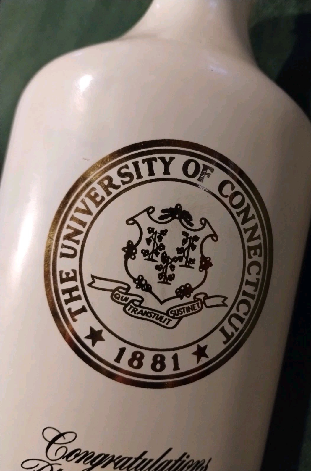 1971 Pharmacy Graduate UCONN University CONNECTICUT Bottle history RARE WHITE
